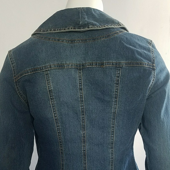 Cache Denim Ruffle Jacket sz 2 - Picture 4 of 5
